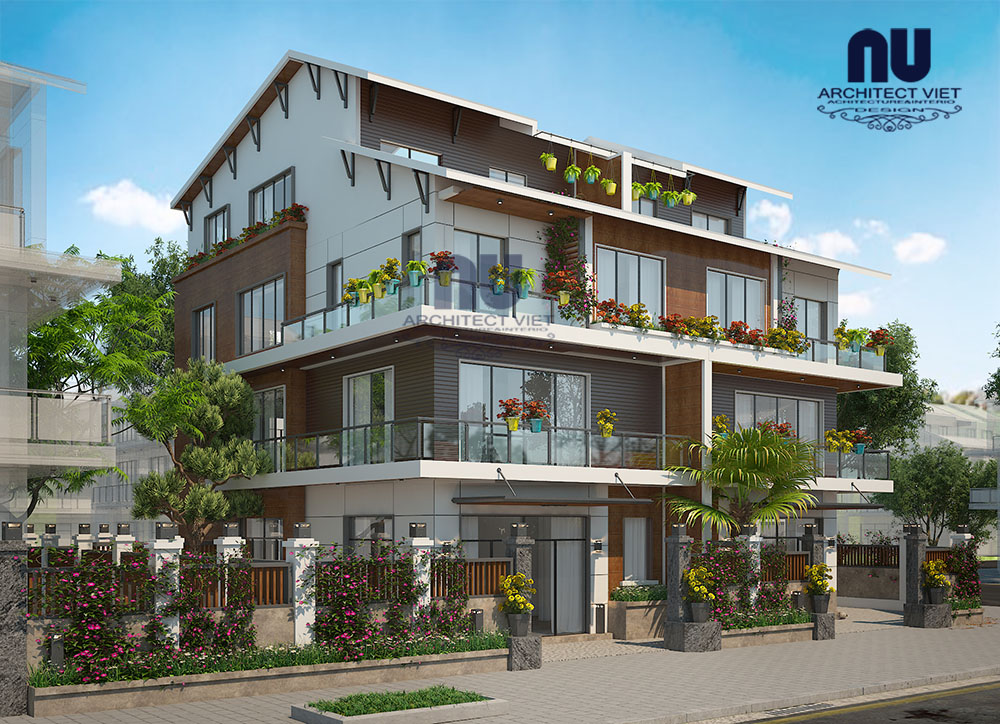 không gian xanh bao quanh biệt thự mẫu biệt thự xanh tại ecopark