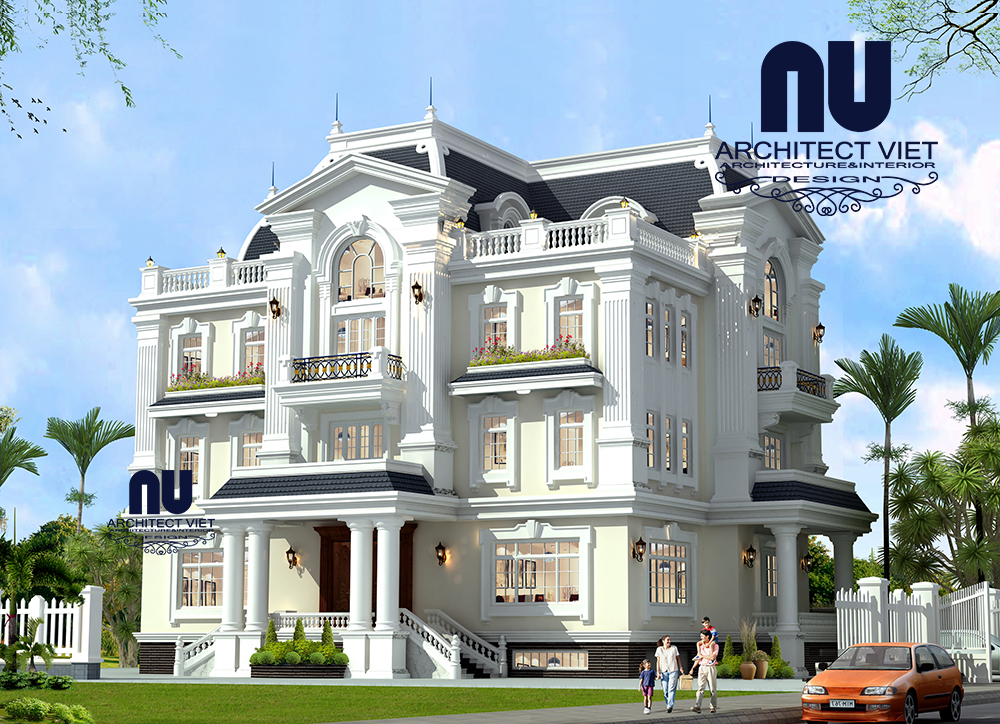 Thiết kế biệt thự tân cổ điển Pháp 3 tầng KĐT Văn Phú Đơn giá thiết kế biệt thự