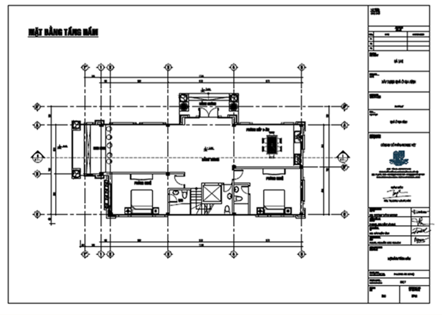 bản vẽ mặt bằng tầng 3 bố trí công năng tầng 3 biệt thự 3 tầng 120m2