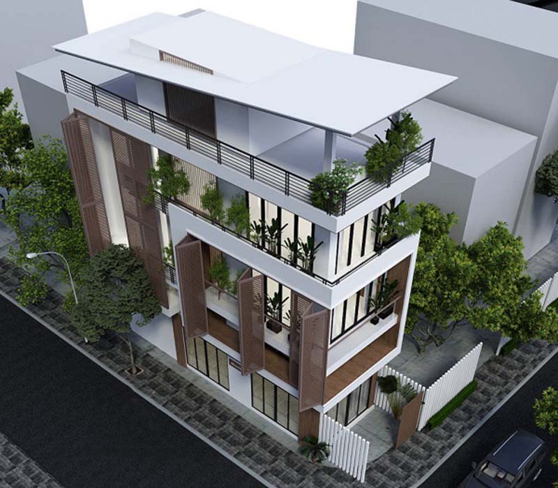 Phối cảnh nhà phố 3 tầng 1 tum sang trọng, tinh tế Phối cảnh nhà phố 3 tầng 1 tum sang trọng, tinh tế