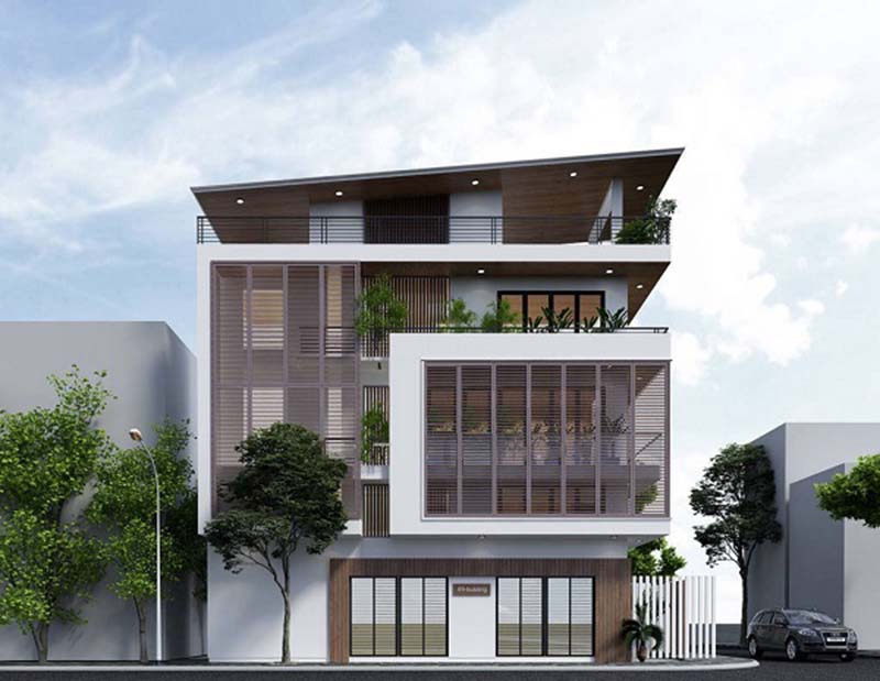 ngoại thất tráng lệ với nhà phố 3 tầng 1 tum