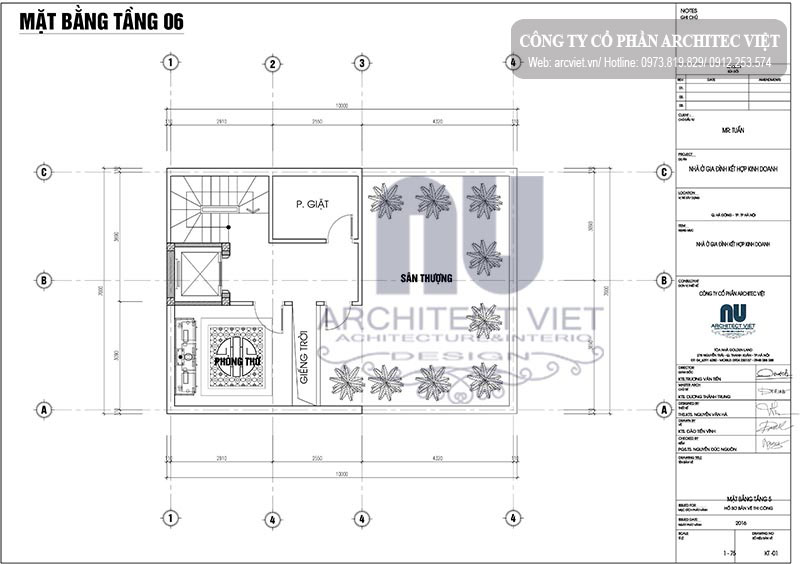Cách bố trí công năng mặt bằng tầng 6 Bố trí công năng mặt bằng tầng 6