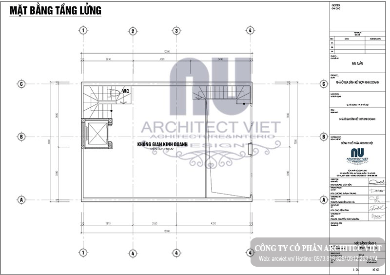 Bố trí công năng tầng lửng của nhà phố 6 tầng 70m2 Bố trí mặt bằng công năng tầng lửng của nhà phố 6 tầng 70m2