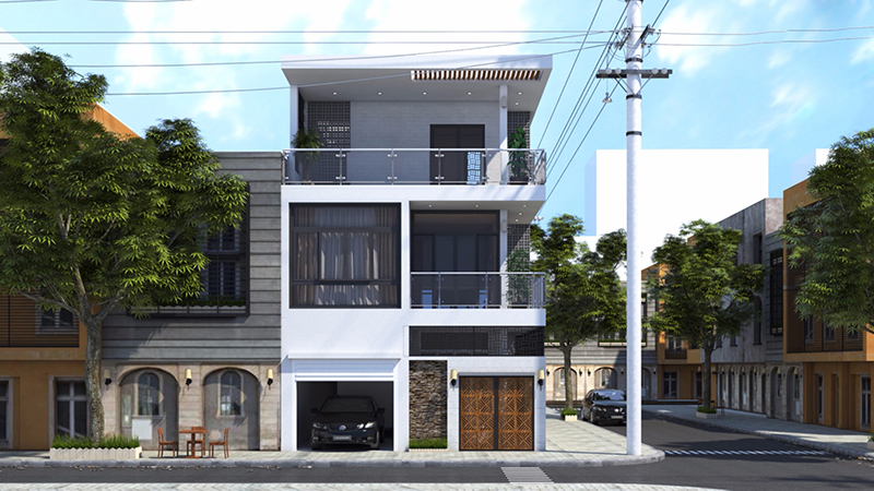 nhà phố 2,5 tầng mặt tiền 8m