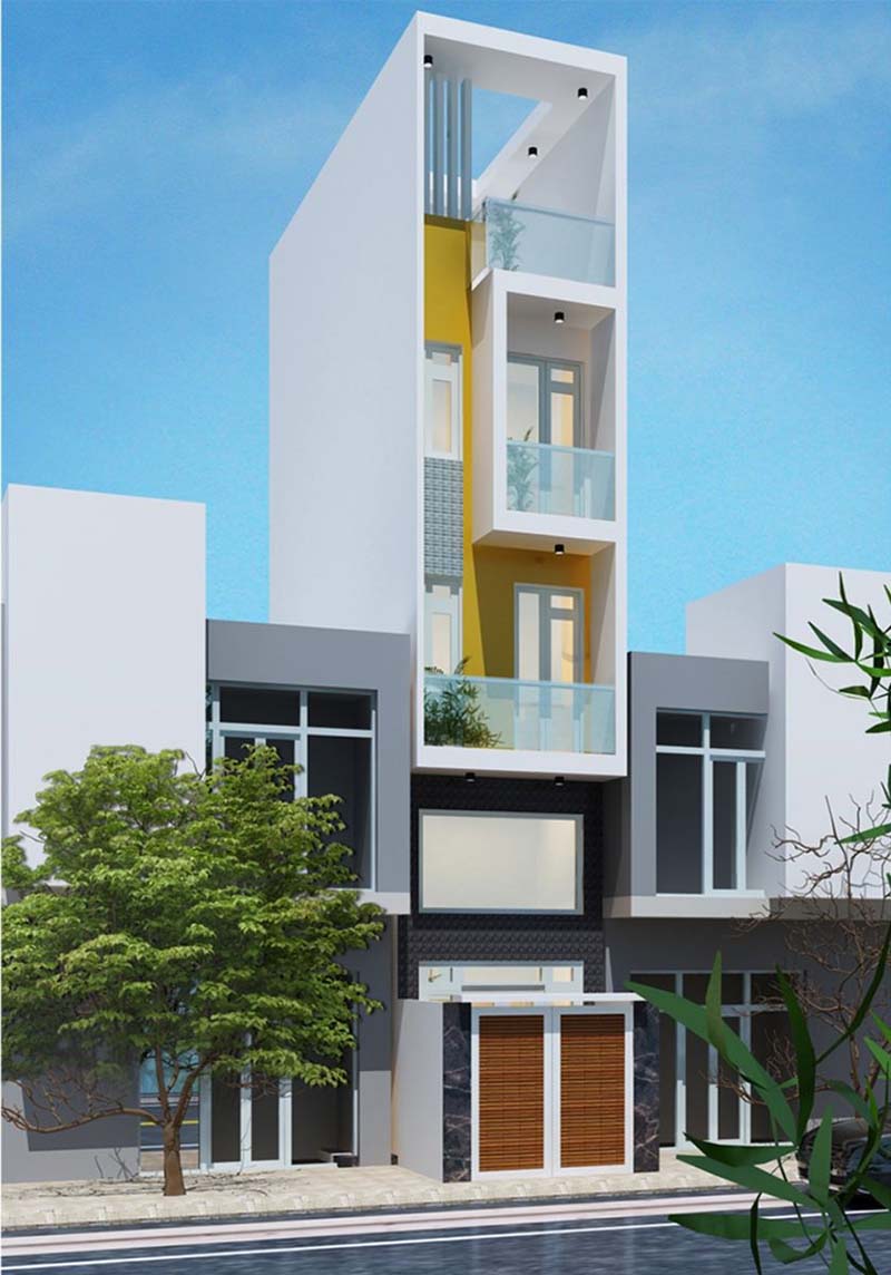 Phối cảnh đẹp mẫu nhà phố 3 tầng mặt tiền 3,5m Phối cảnh đẹp trang nhã của mẫu nhà phố 3 tầng mặt tiền 3,5m