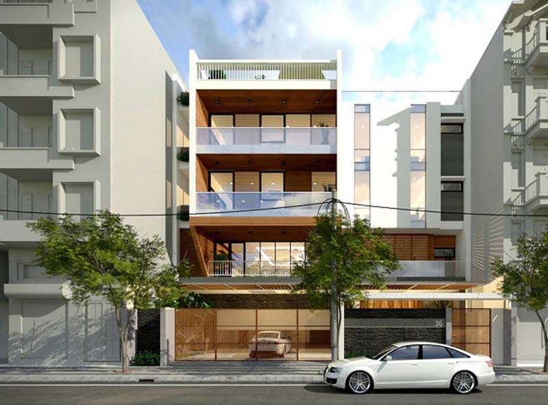 Công trình nhà phố hiện đại 60m2 với ngoại thất sang trọng ngoại thất sang trọng nhà phố hiện đại 4 tầng 1 tum