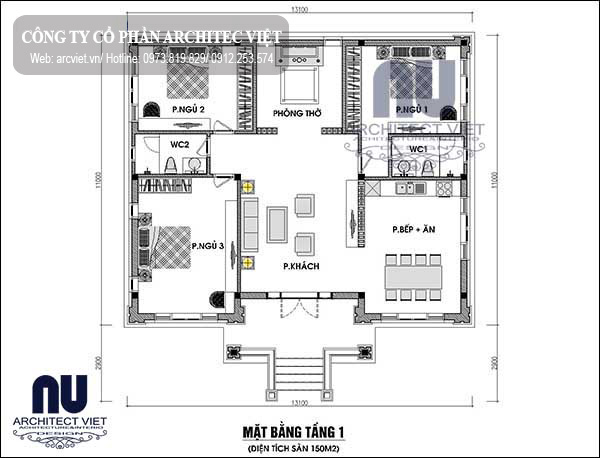 Bí trí công năng biệt thự 3 gian Bí trí công năng biệt thự 3 gian