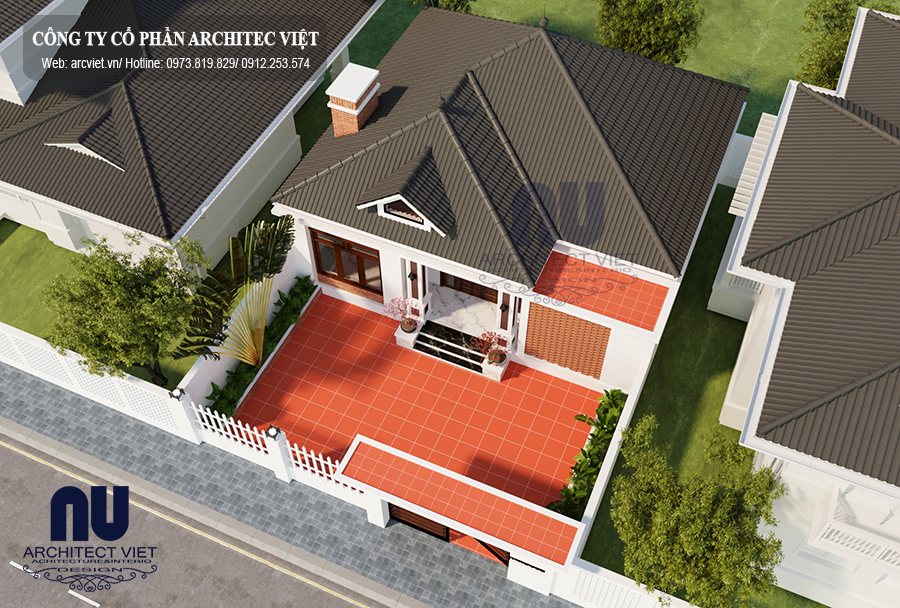 Biệt thự 1 tầng 3 phòng ngủ đẹp nhìn từ trên xuống Biệt thự 1 tầng 3 phòng ngủ đẹp nhìn từ trên xuống