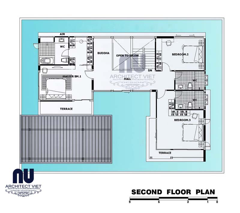 mẫu nhà đẹp bố trí mặt bằng tầng 2