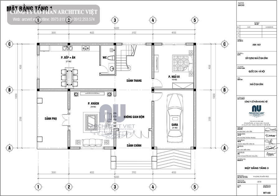 không gian tầng 1 trong mẫu biệt thự 3 tầng thiết kế tầng 1 biệt thự đẹp 3 tầng mái thái 160m2