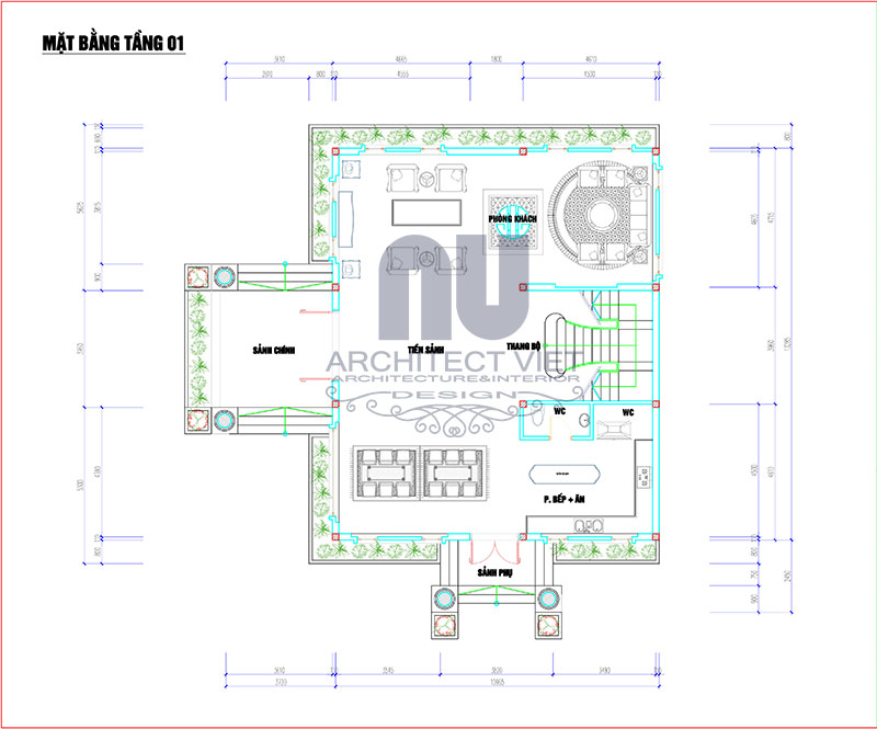 thiết kế biệt thự 3 tầng 300m2